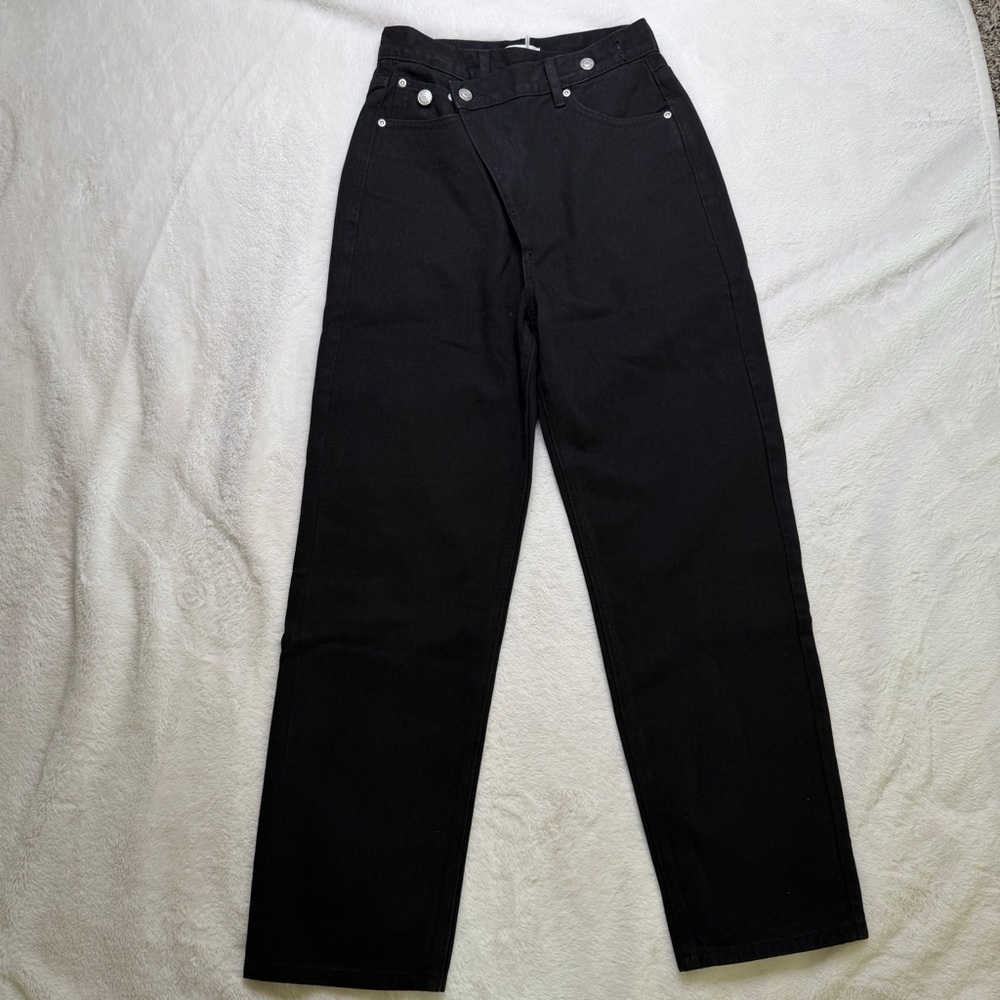 GREY LAB Asymmetric Wrap Jeans – Black – Fits 24/25